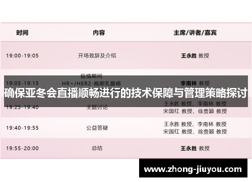 确保亚冬会直播顺畅进行的技术保障与管理策略探讨 确保亚冬会直播顺畅进行的技术保障与管理策略探讨